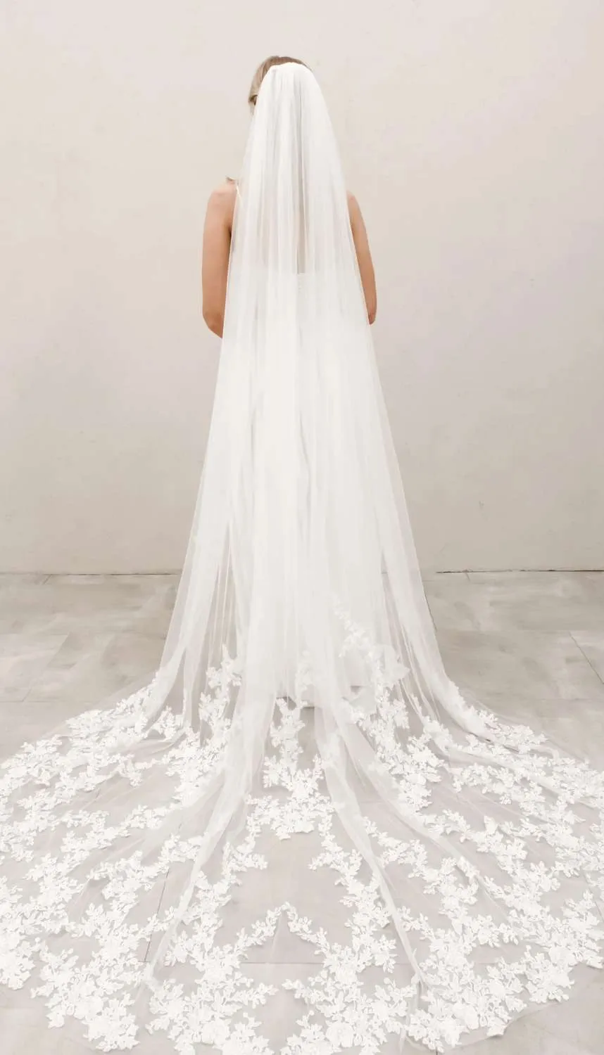 Roycebridal Dramatic Floral Veil V004