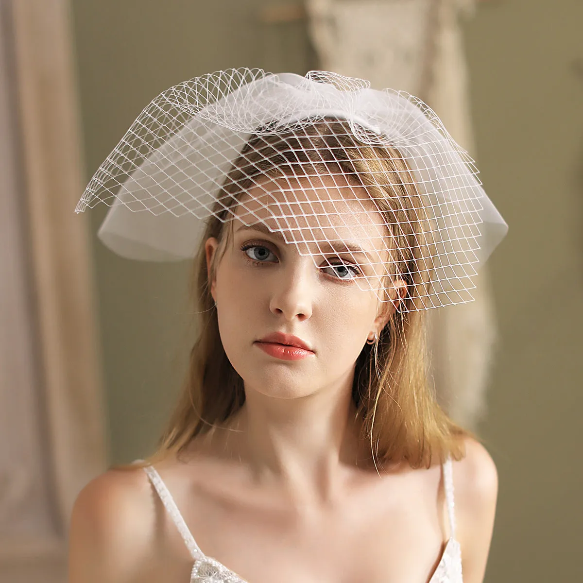 Roycebridal Mesh Birdcage Veil for Bride