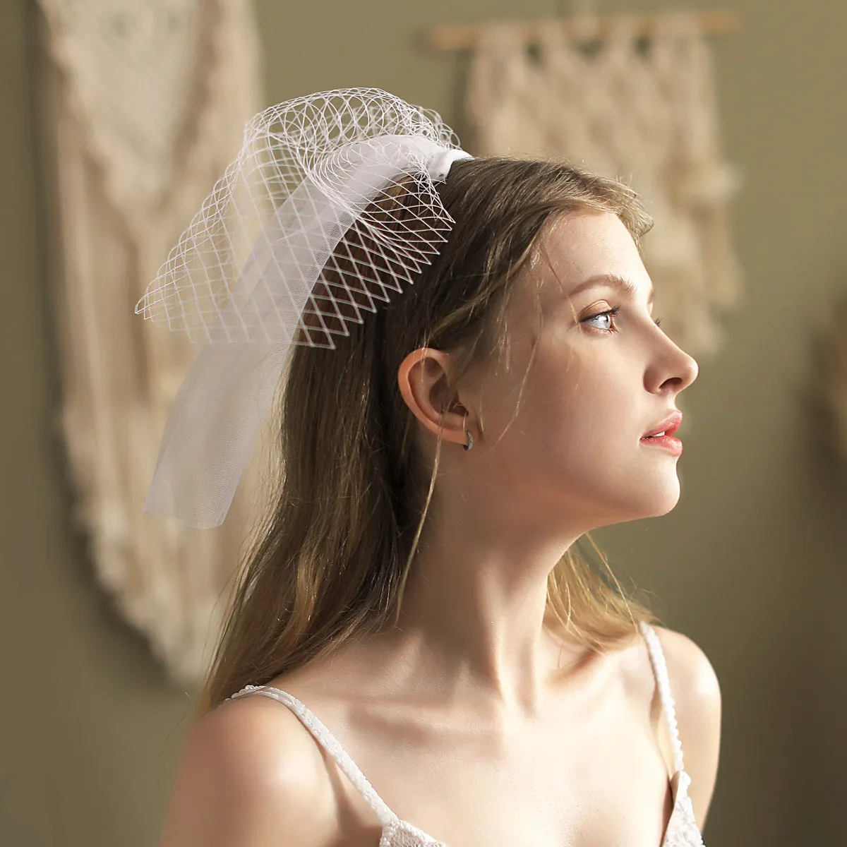 Roycebridal Mesh Birdcage Veil for Bride
