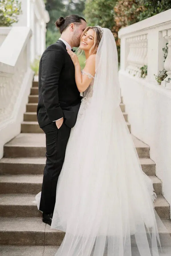 Roycebridal Tulle A-line Beaded Sweetheart Neck Wedding Dresses, Bridal Gowns, MW911