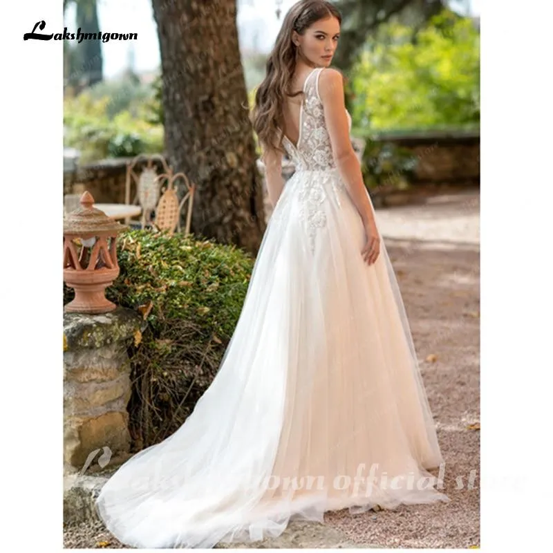 Roycebridal V-Neck  Lace Wedding Dress Applique Sleeveless