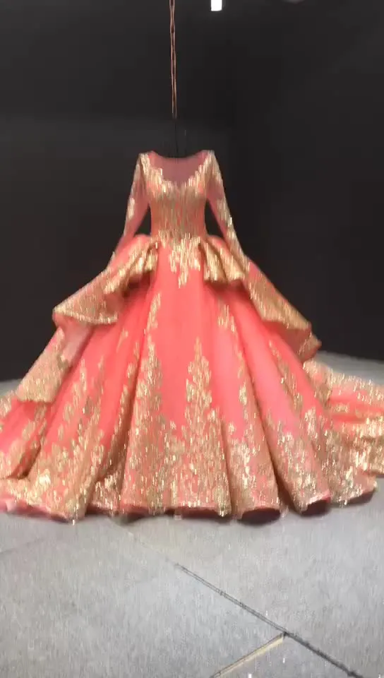 RSM66949 Plus Size Rose Pink Evening  Long Sleeve Sequin Elegant Party Dress