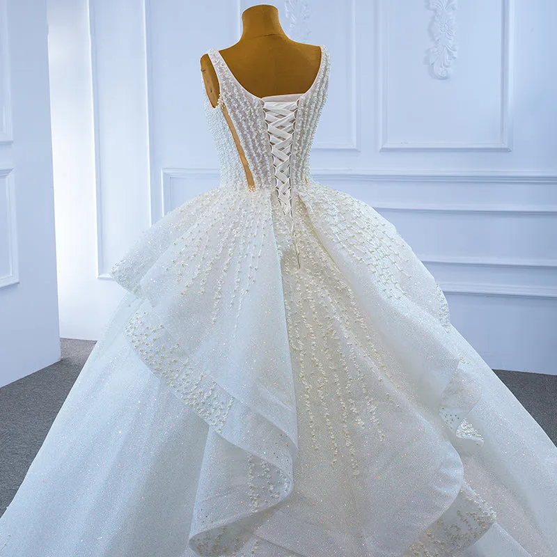 RSM67266 Luxury Sleeveless Lace Appliqué Gown Wedding Dresses
