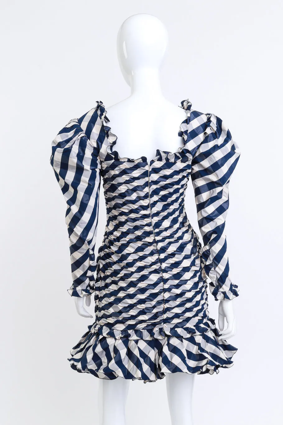 Ruffle & Ruched Gingham Cocktail Dress