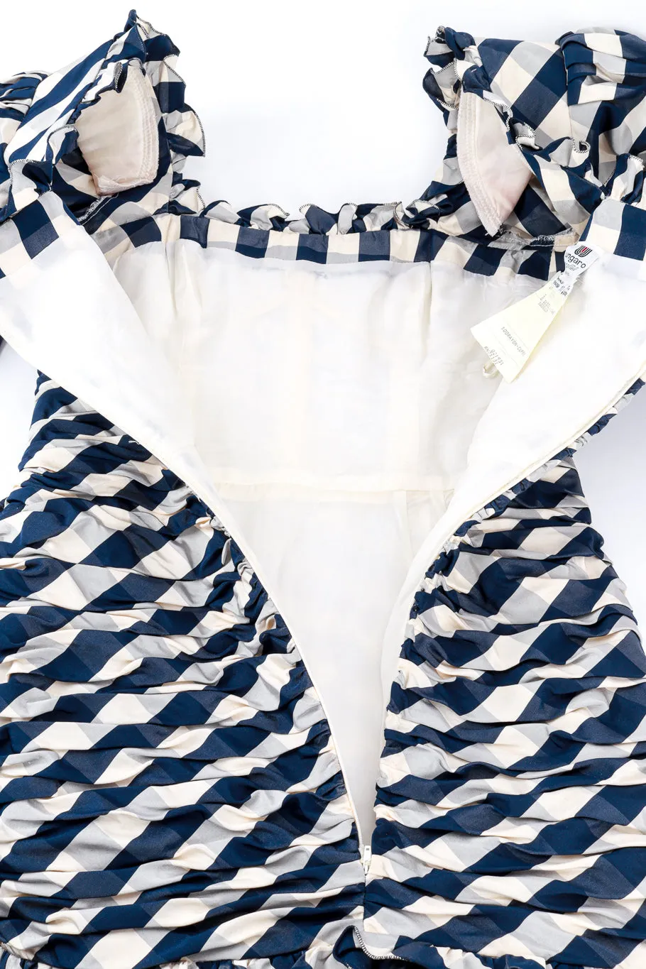 Ruffle & Ruched Gingham Cocktail Dress
