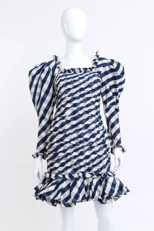 Ruffle & Ruched Gingham Cocktail Dress
