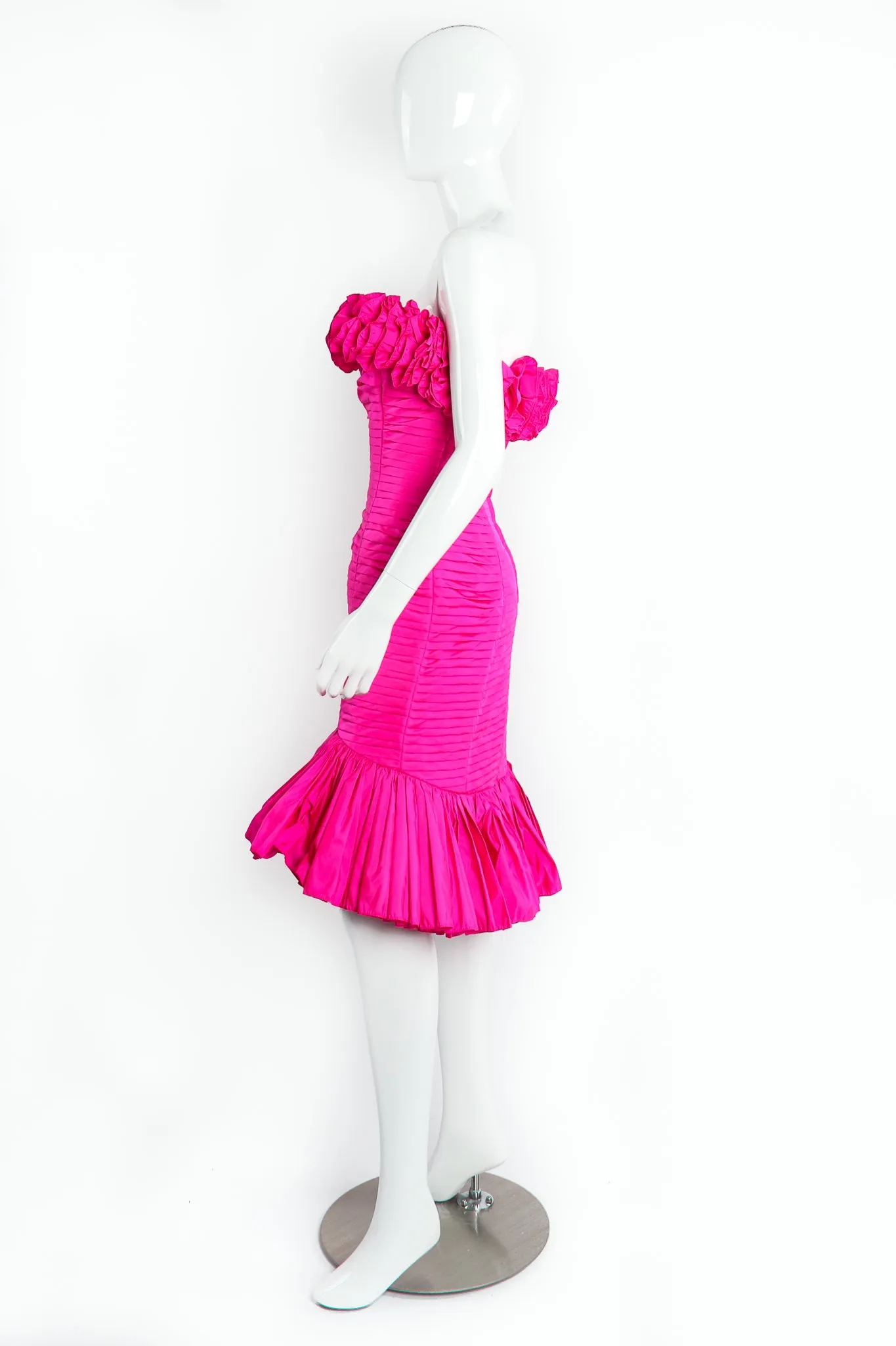 Ruffle Pleated Strapless Cocktail Dress
