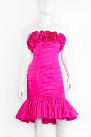 Ruffle Pleated Strapless Cocktail Dress