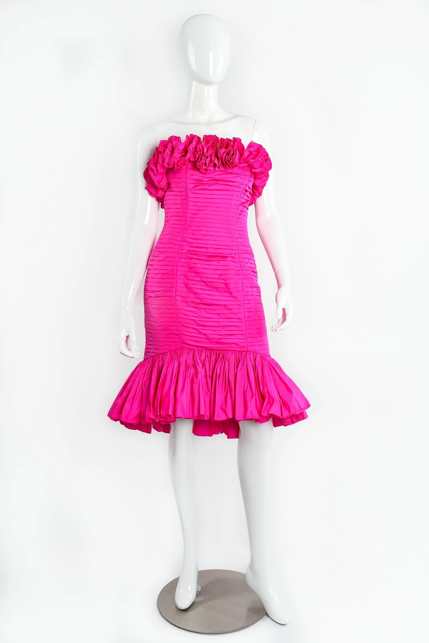 Ruffle Pleated Strapless Cocktail Dress