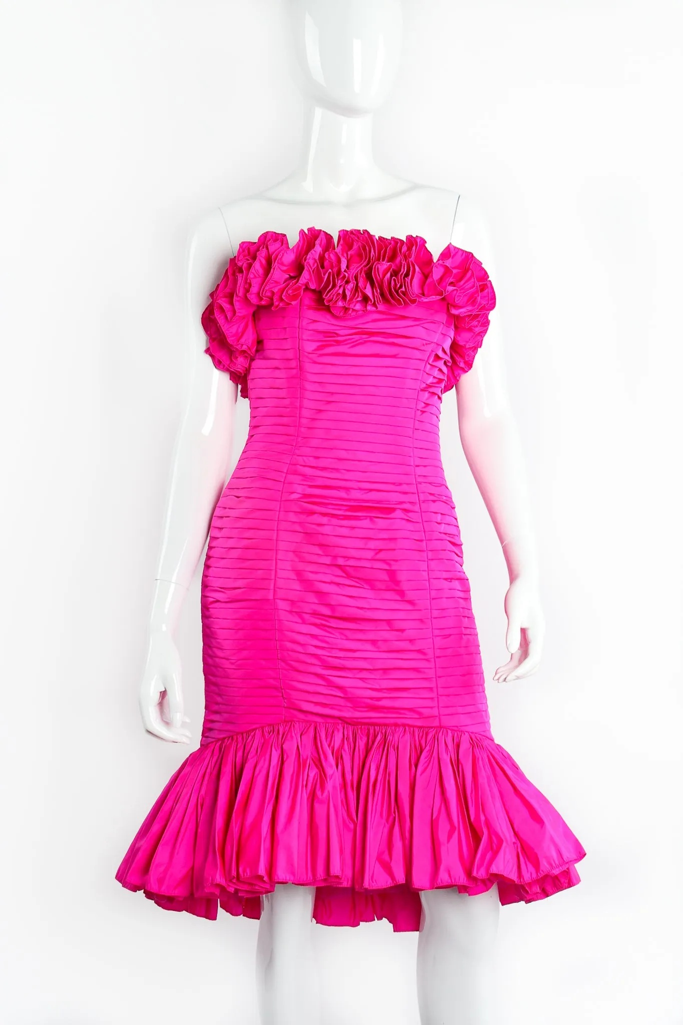 Ruffle Pleated Strapless Cocktail Dress
