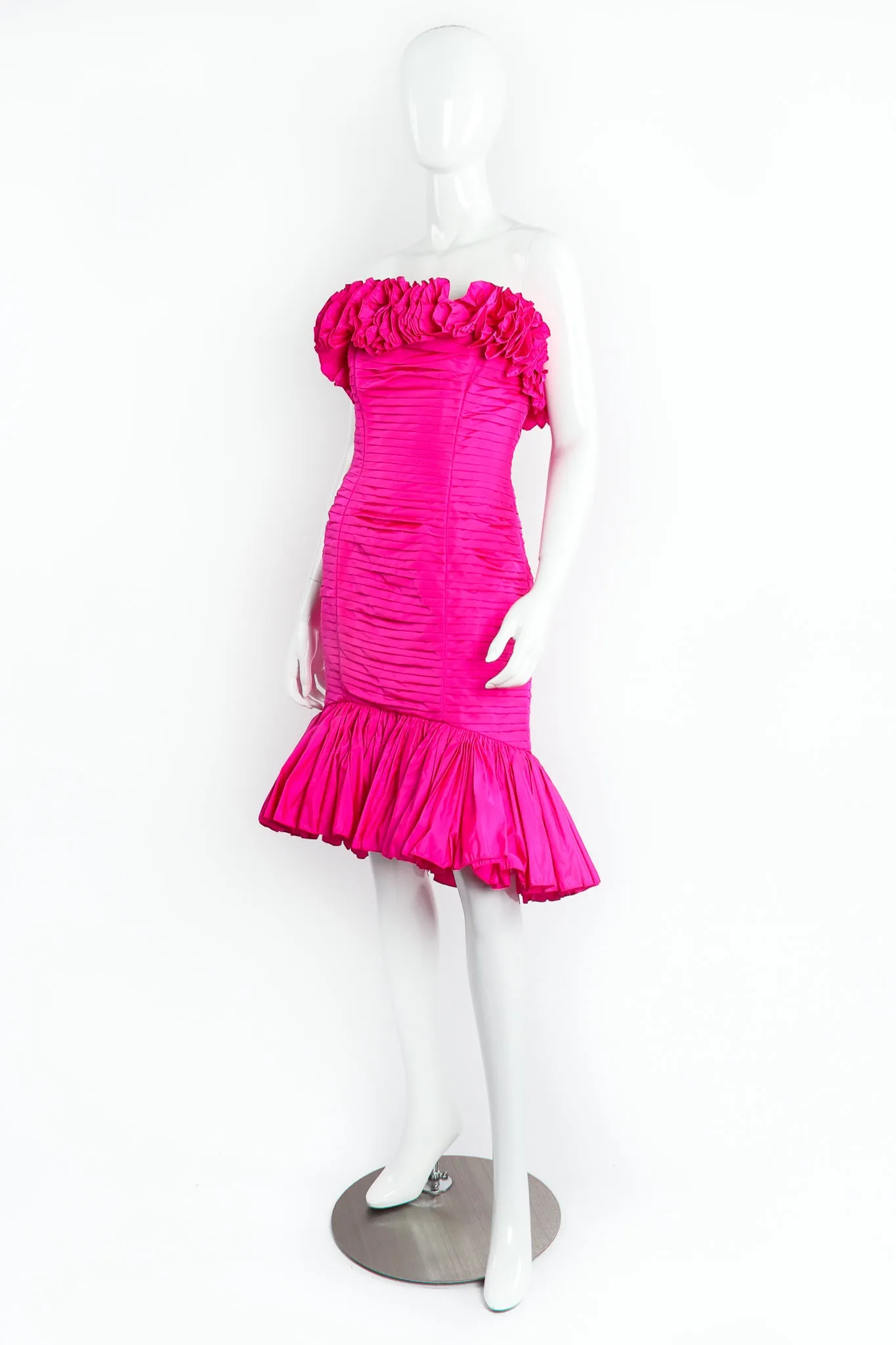 Ruffle Pleated Strapless Cocktail Dress