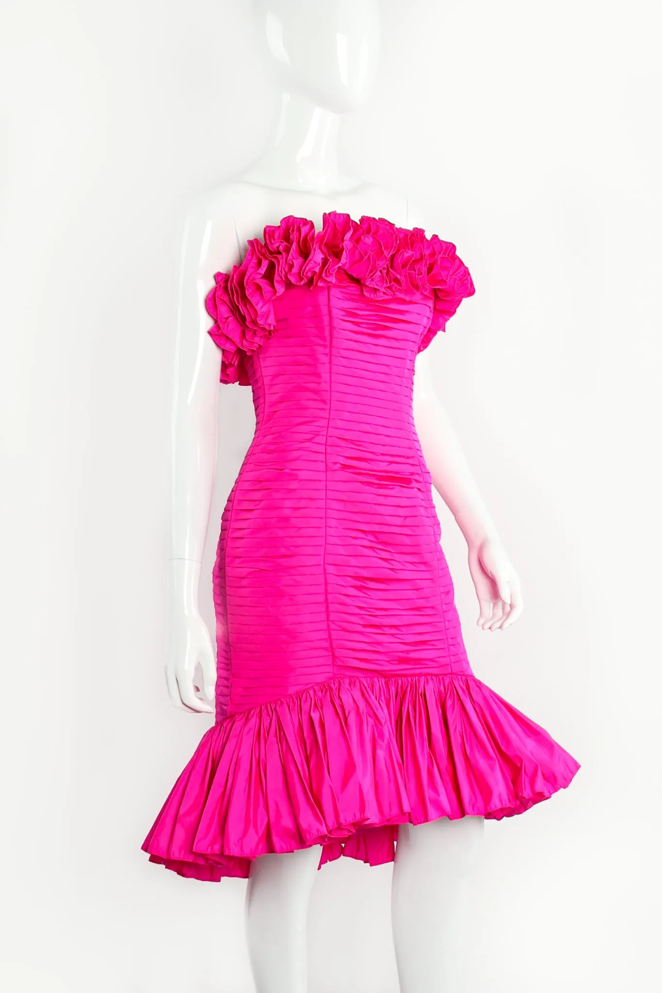 Ruffle Pleated Strapless Cocktail Dress