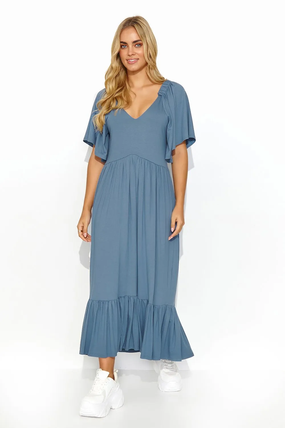 Ruffled Deep-Cut Elegance Dress