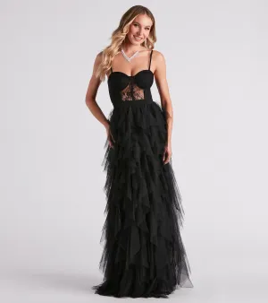 Ruth Formal Lace Tulle Ruffled Dress