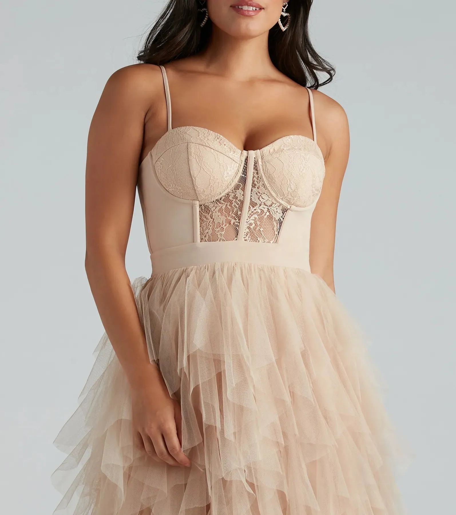 Ruth Formal Lace Tulle Ruffled Dress