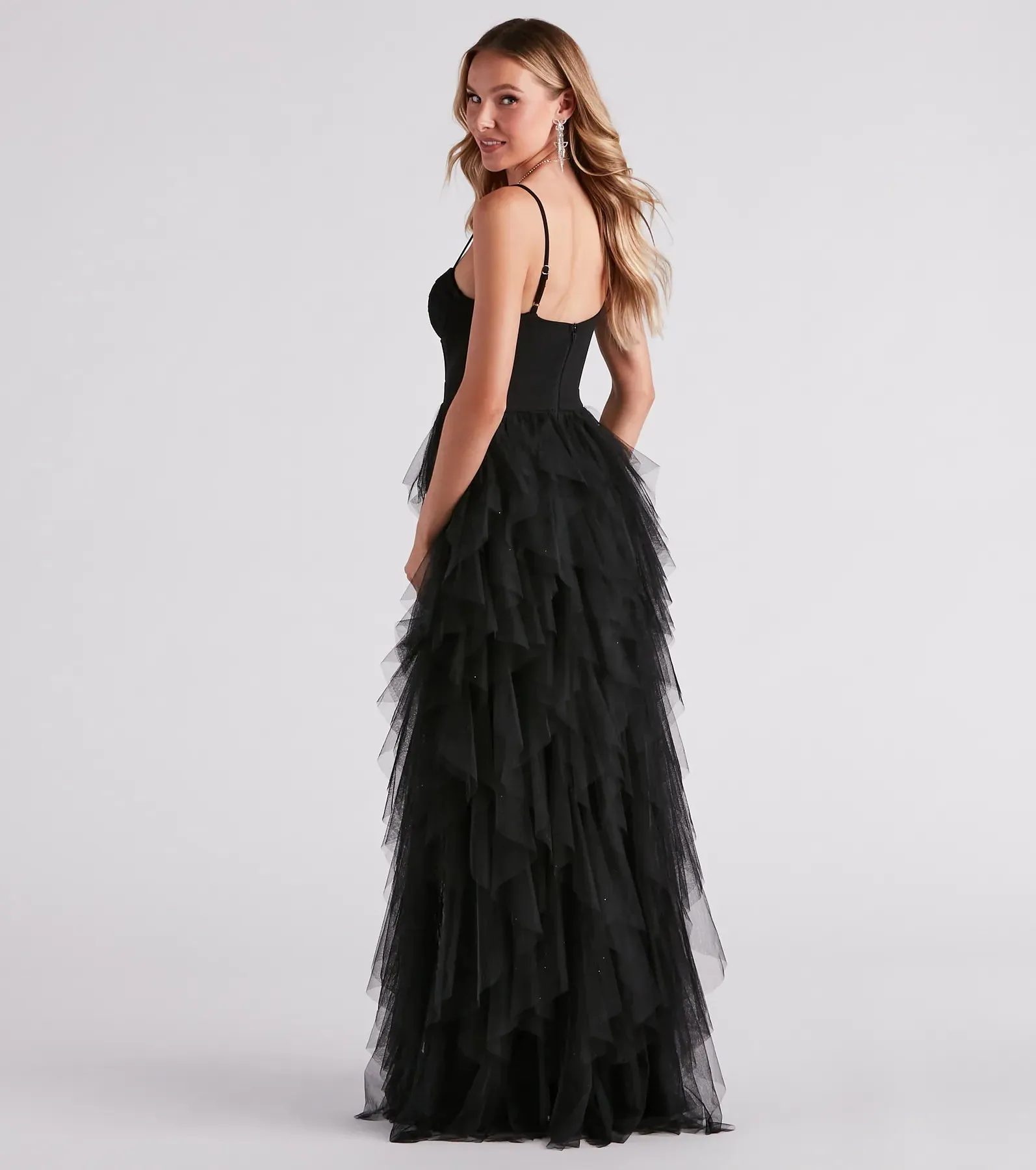 Ruth Formal Lace Tulle Ruffled Dress