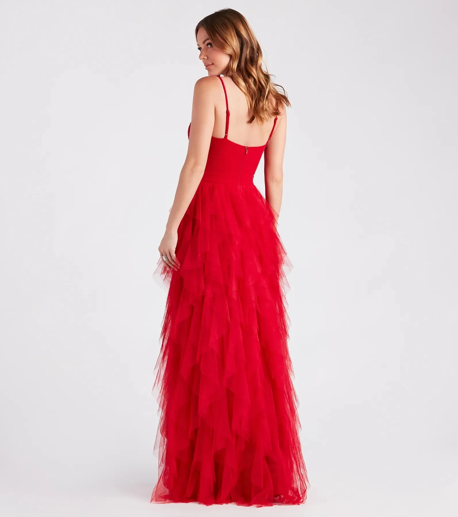 Ruth Formal Lace Tulle Ruffled Dress