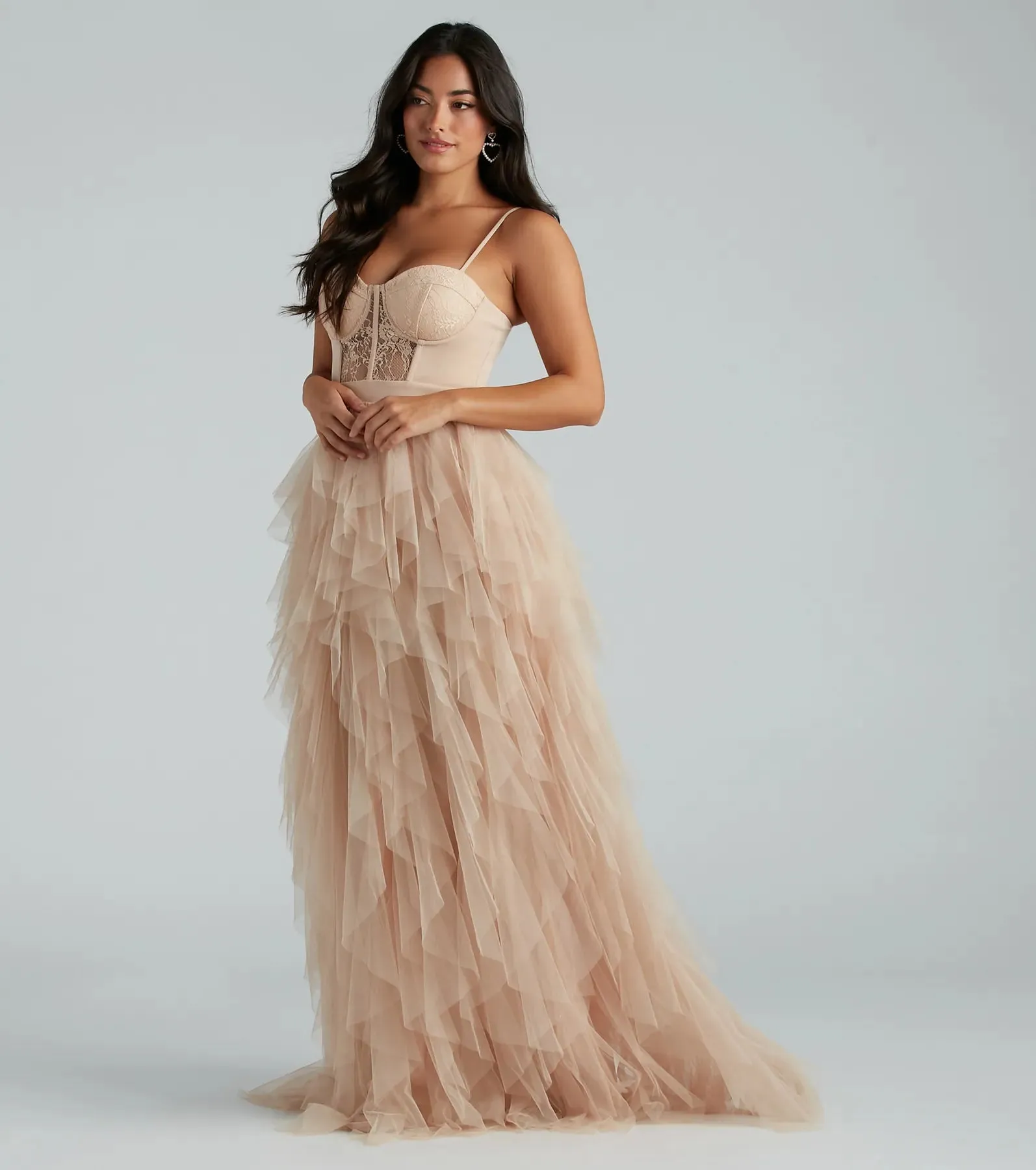 Ruth Formal Lace Tulle Ruffled Dress