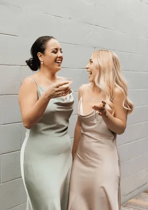 Sage Green Bridesmaid Dress- Cowl Neck