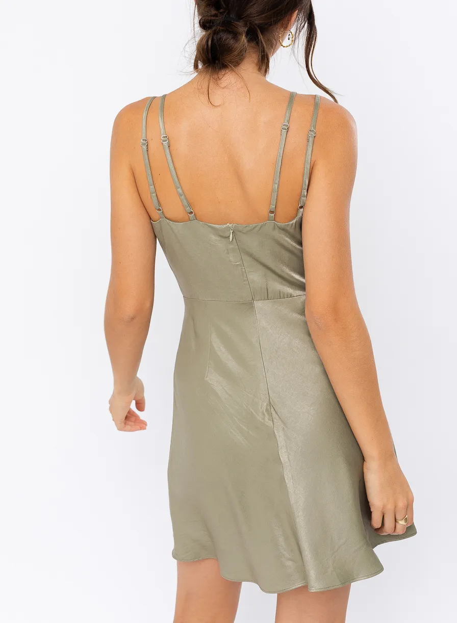 Satin Cut Out Mini Dress