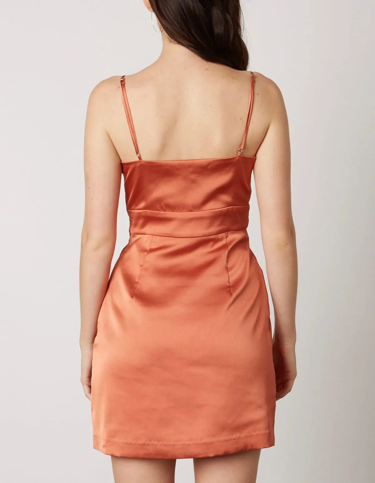 Satin Twist Cut Out Mini Dress