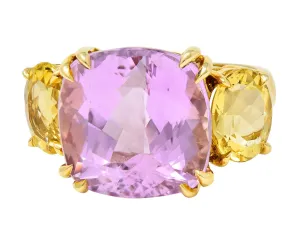 Seaman Schepps Kunzite Topaz 18 Karat Gold Vintage Cocktail Ring