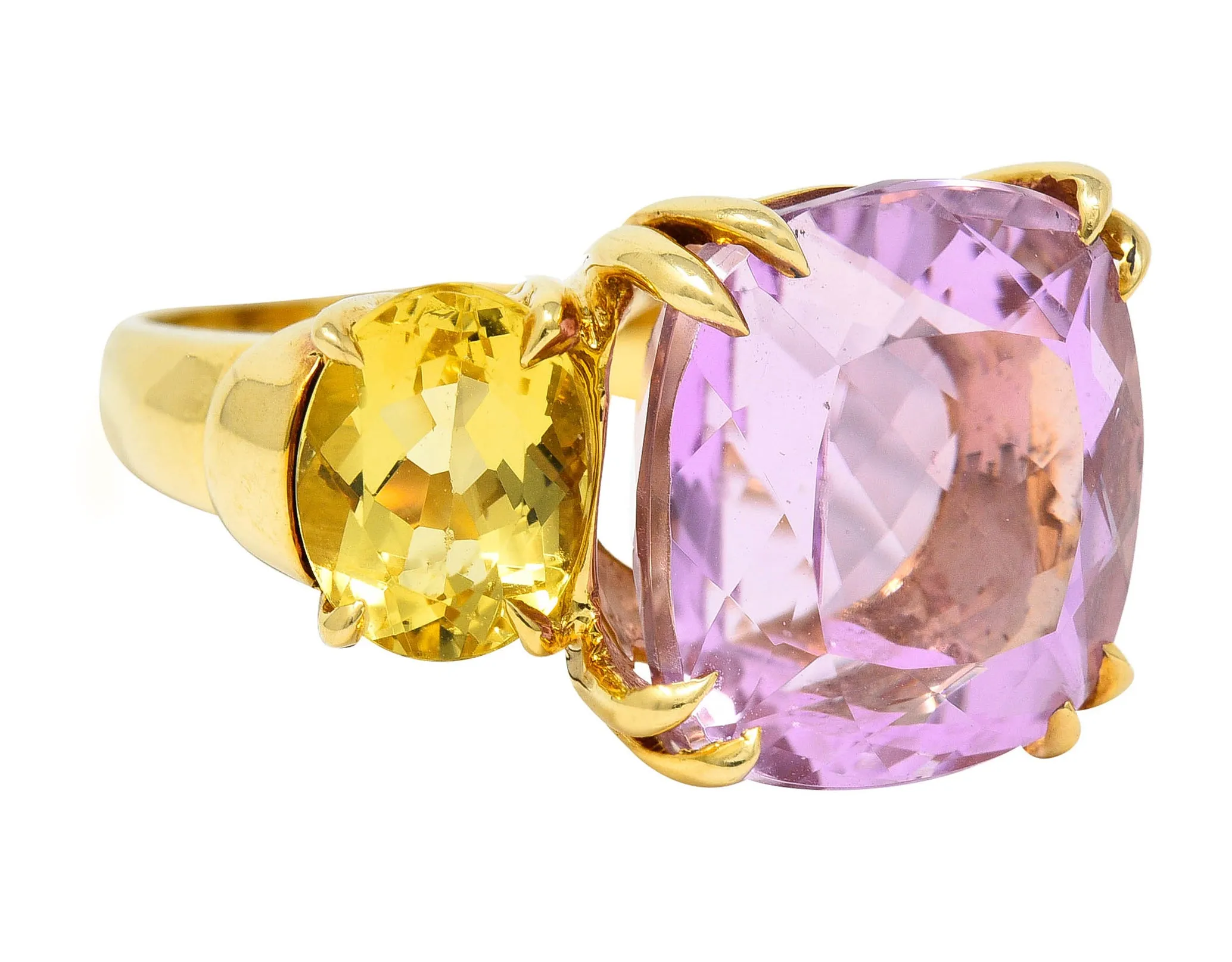 Seaman Schepps Kunzite Topaz 18 Karat Gold Vintage Cocktail Ring
