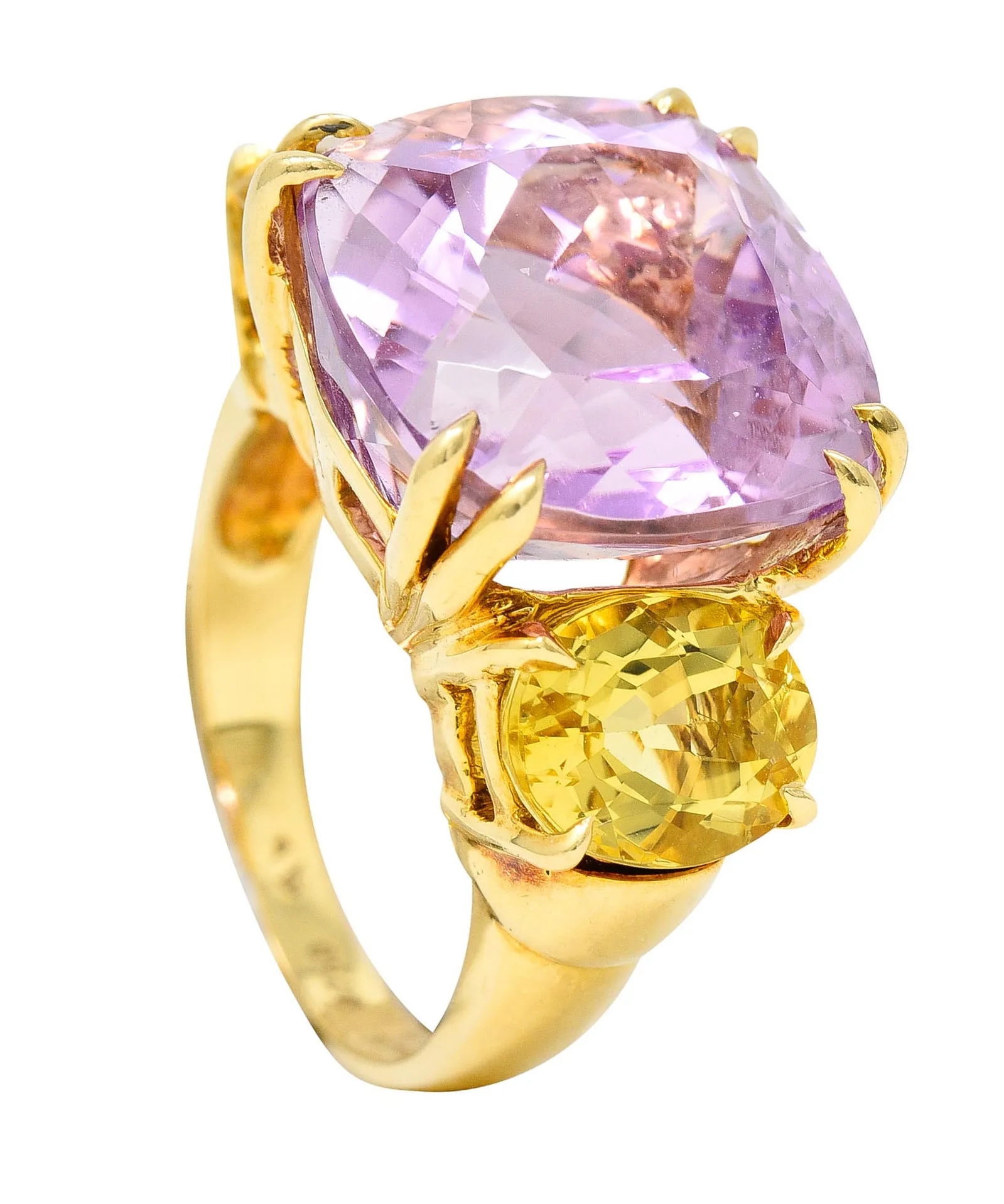 Seaman Schepps Kunzite Topaz 18 Karat Gold Vintage Cocktail Ring