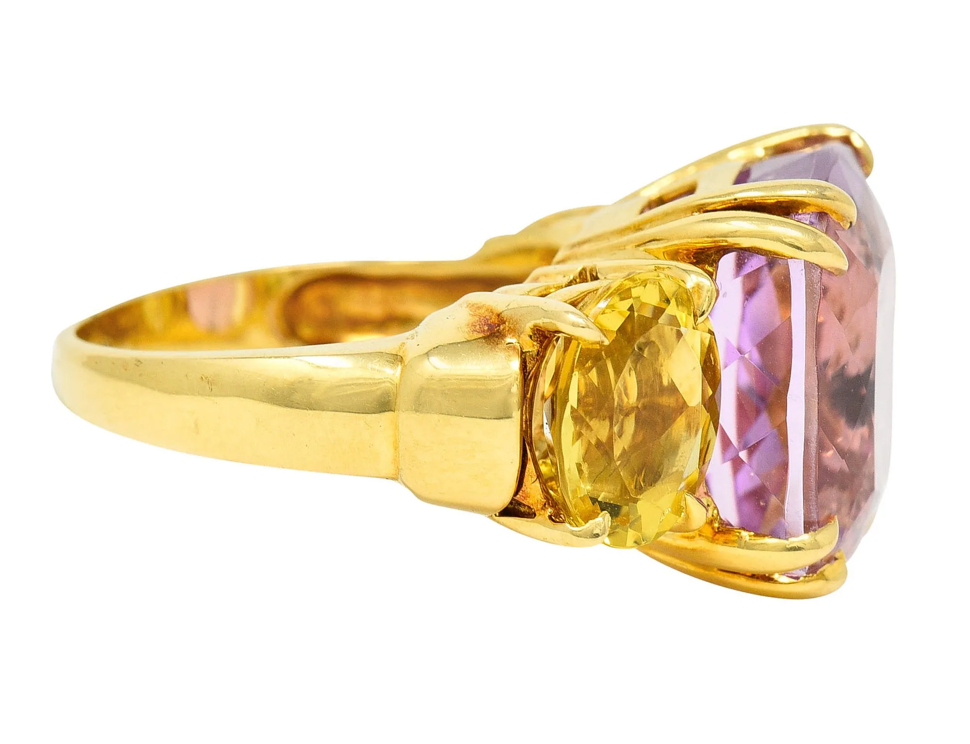 Seaman Schepps Kunzite Topaz 18 Karat Gold Vintage Cocktail Ring