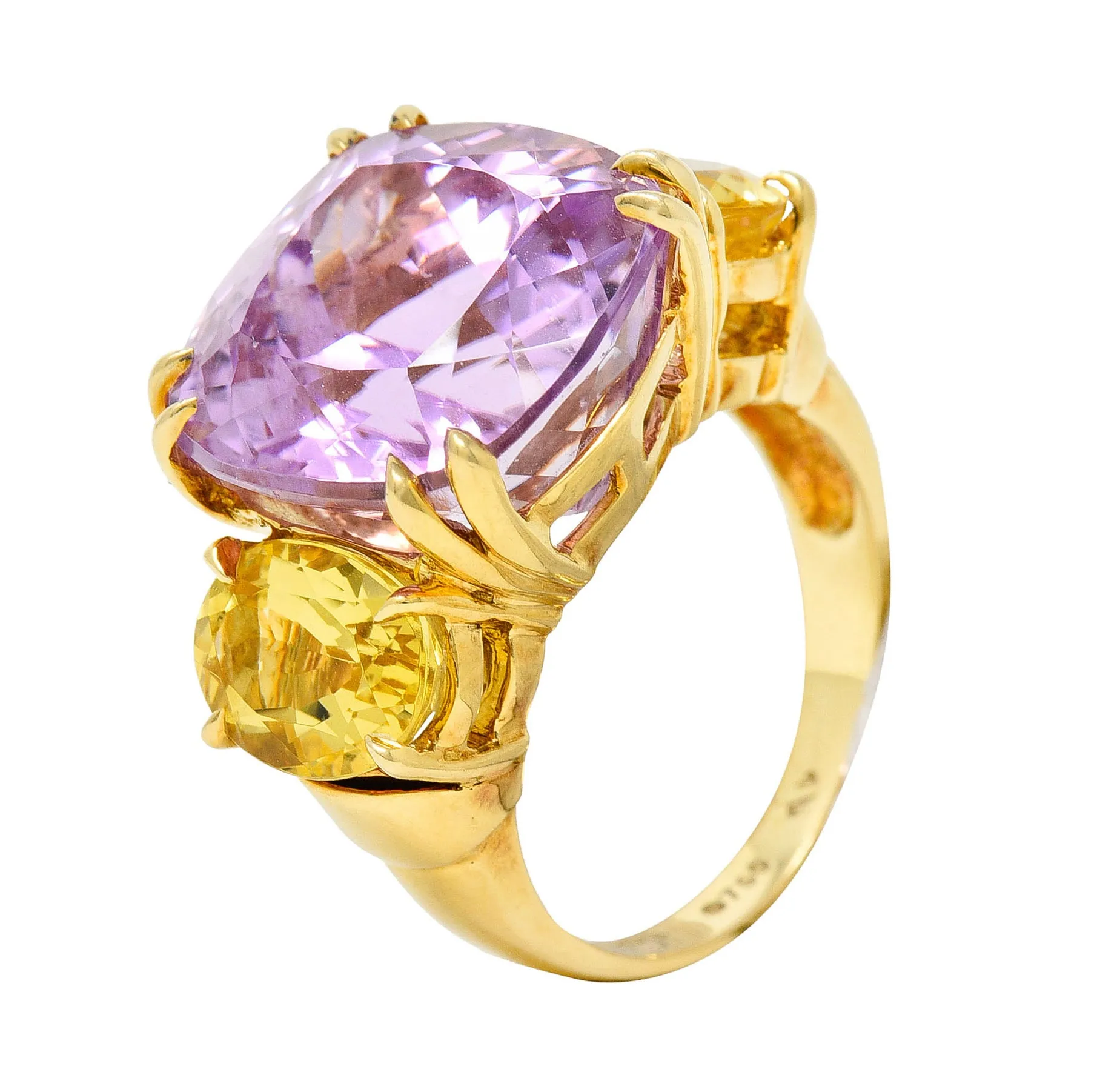 Seaman Schepps Kunzite Topaz 18 Karat Gold Vintage Cocktail Ring