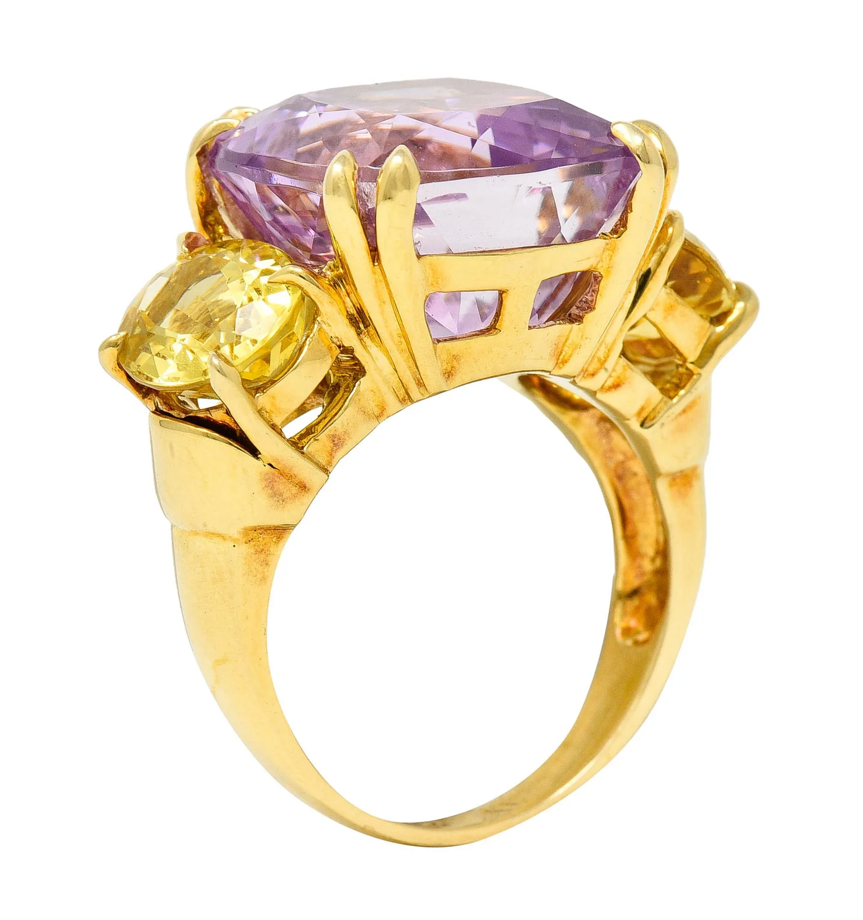 Seaman Schepps Kunzite Topaz 18 Karat Gold Vintage Cocktail Ring