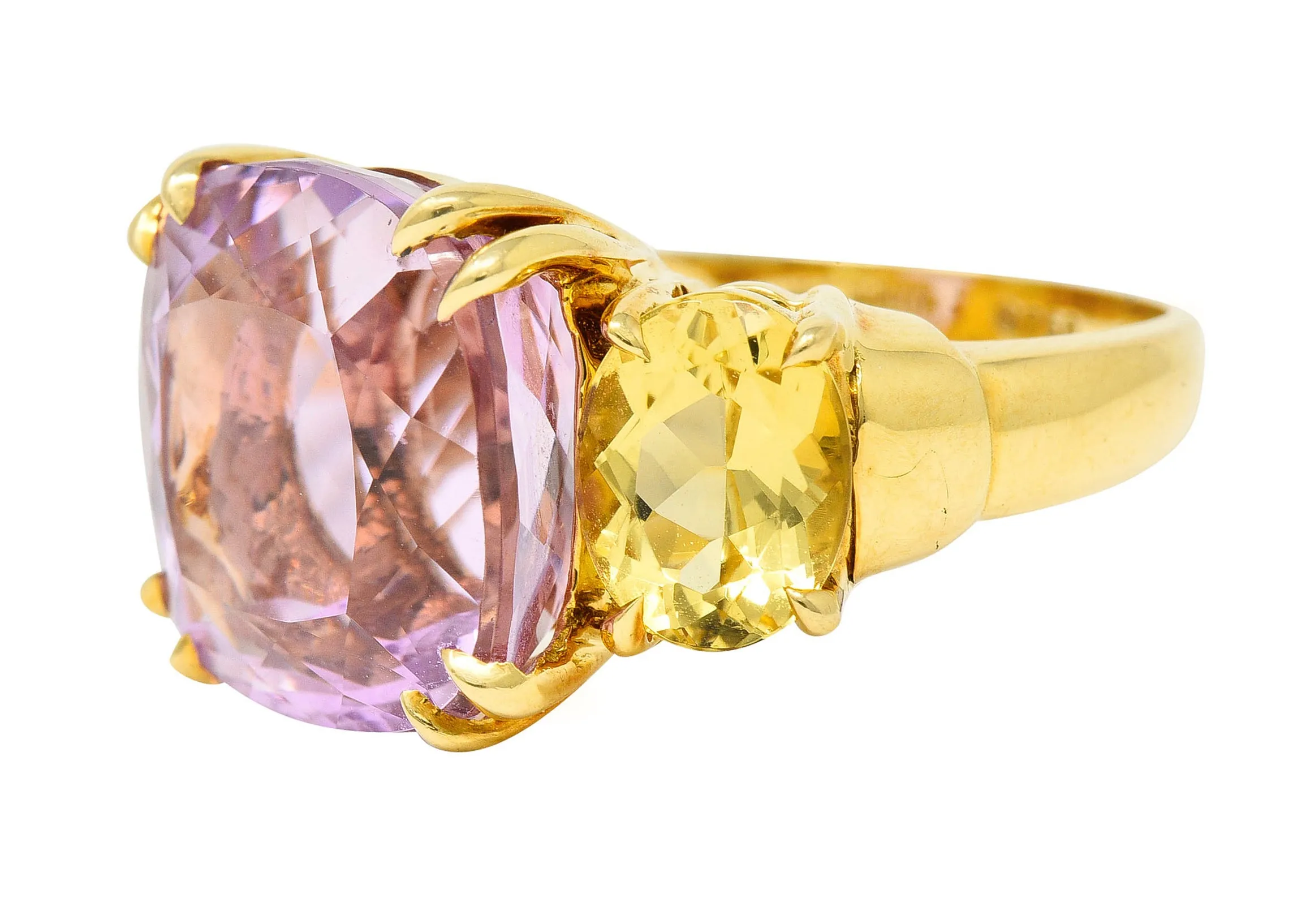 Seaman Schepps Kunzite Topaz 18 Karat Gold Vintage Cocktail Ring