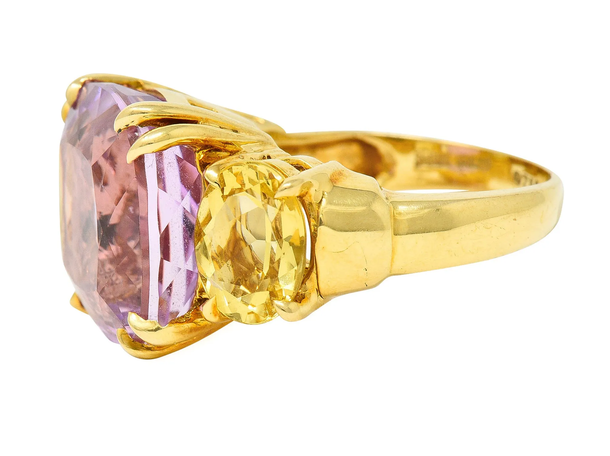 Seaman Schepps Kunzite Topaz 18 Karat Gold Vintage Cocktail Ring