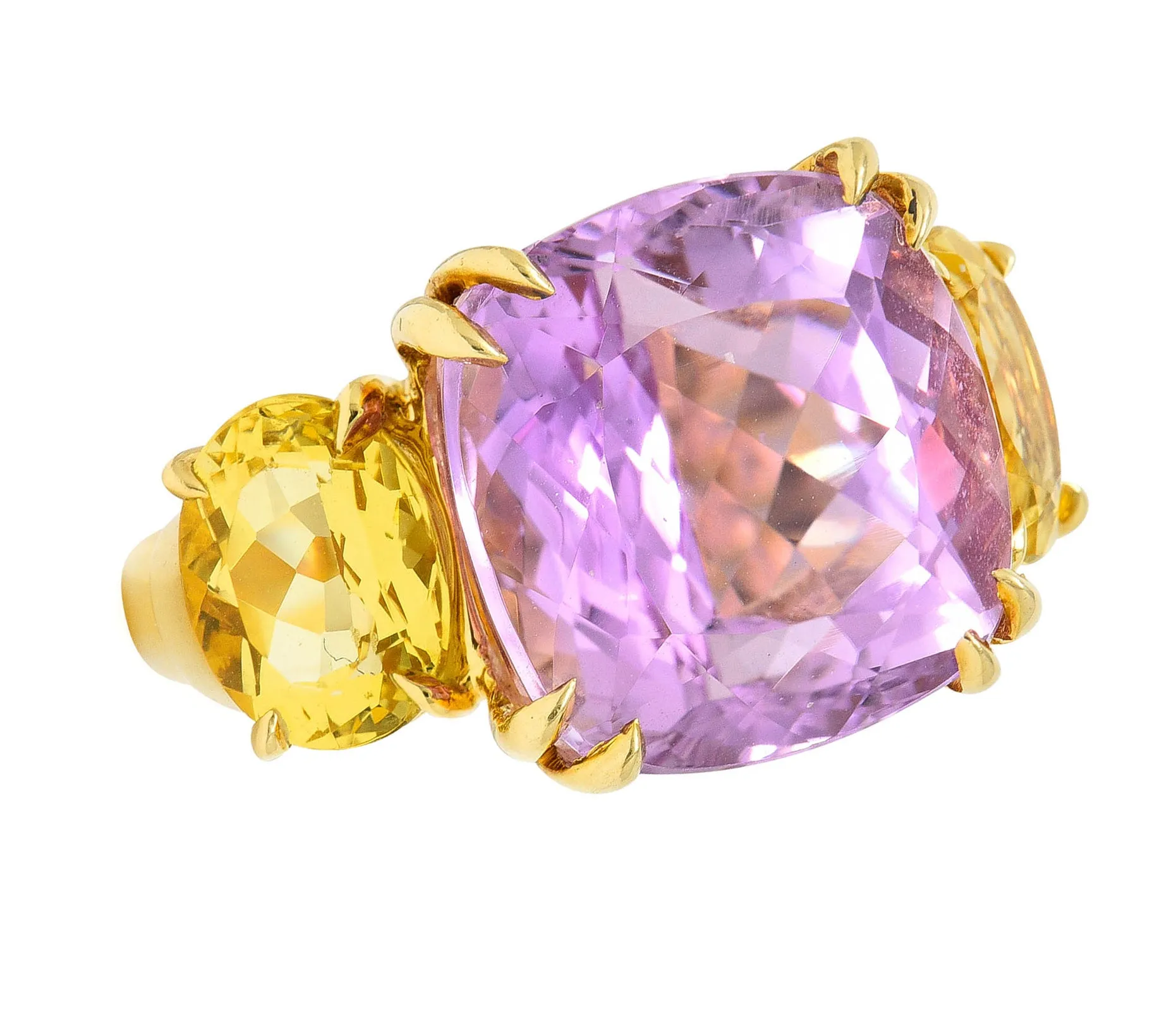 Seaman Schepps Kunzite Topaz 18 Karat Gold Vintage Cocktail Ring
