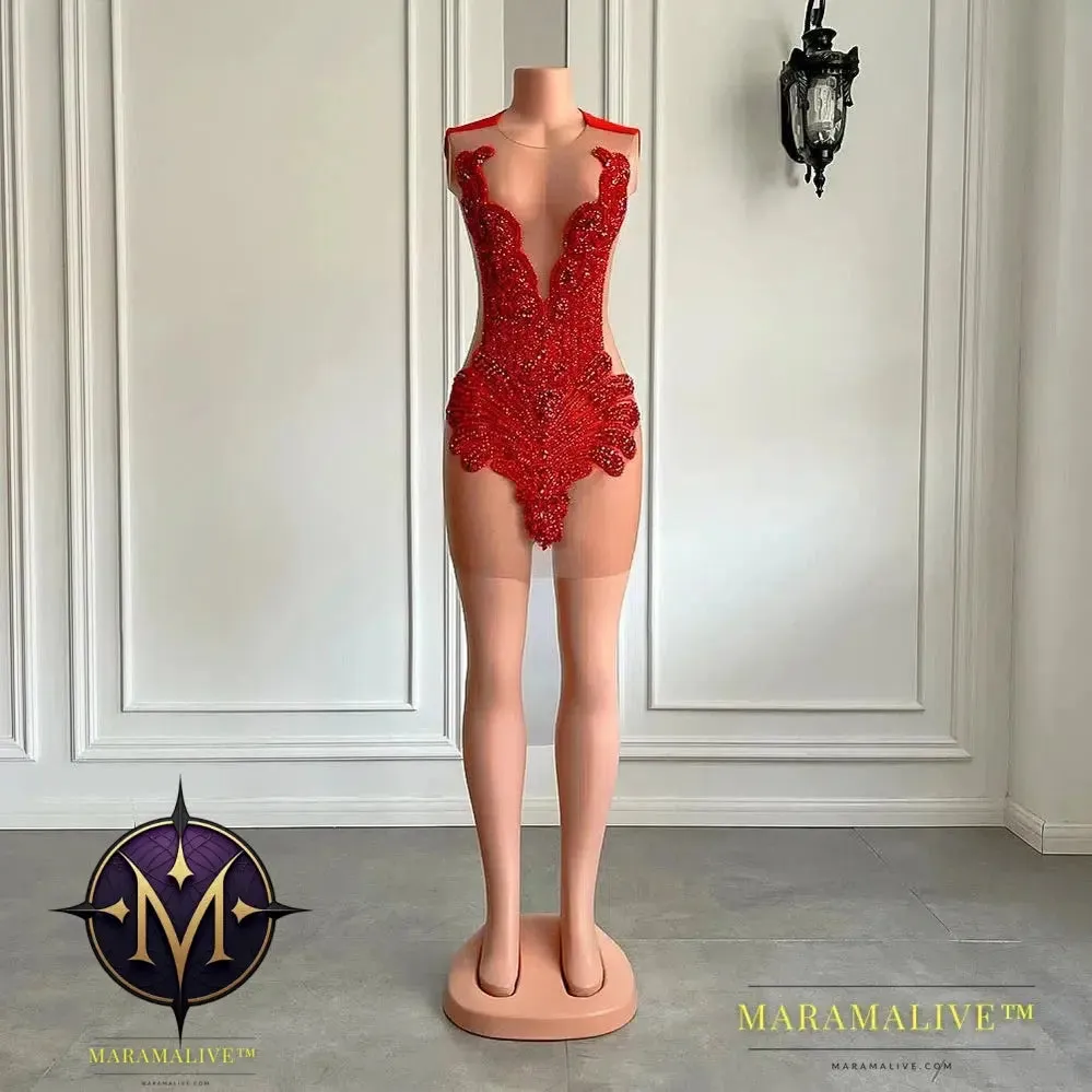 Sexy Sheer See Through Black - Girl Short Prom Dress Golden Diamond Luxury Beaded Crystals Women Cocktail Party Gowns For Birthday