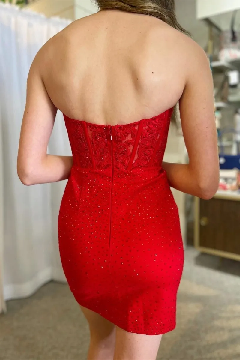 Sheath Beaded Satin and Lace Homecoming Dresses