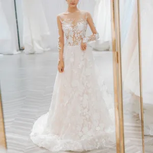 Sheer Long Sleeves Wedding Dresses & Gowns for Women