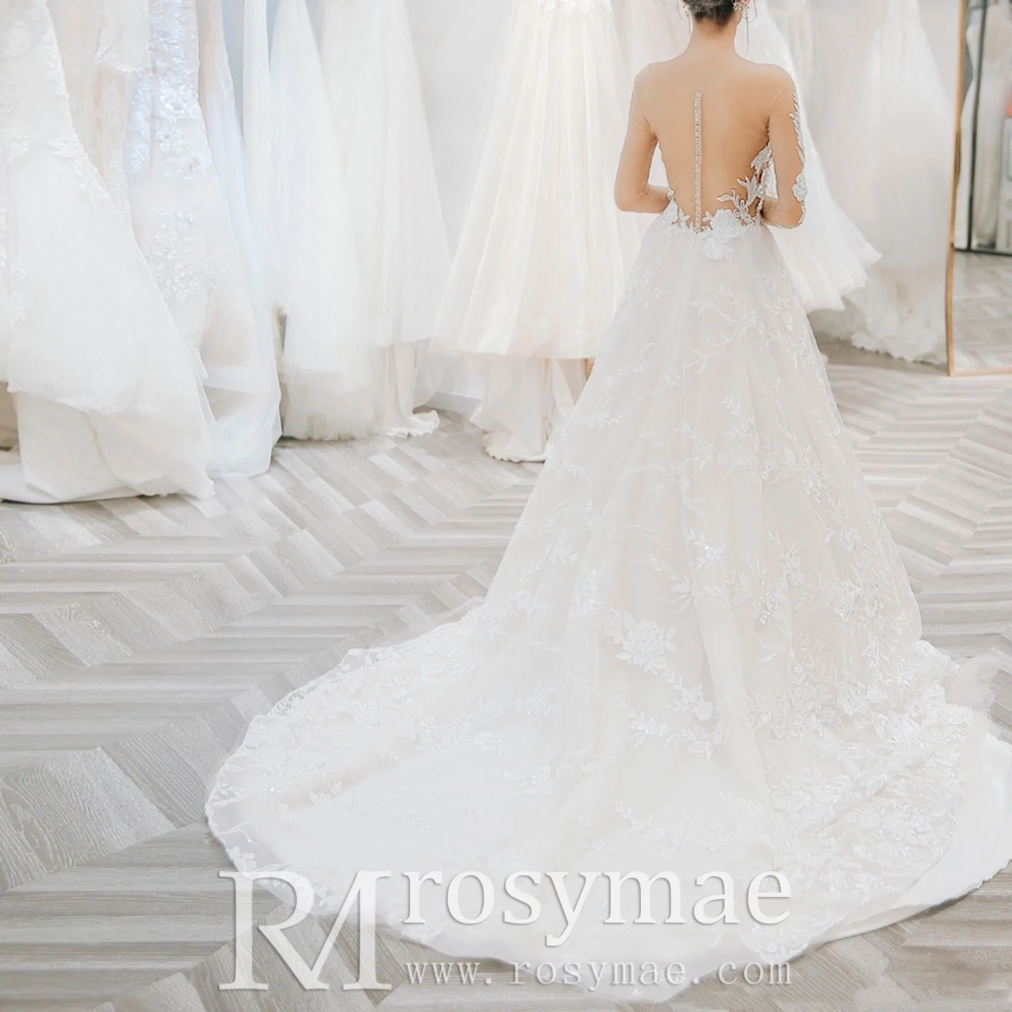 Sheer Long Sleeves Wedding Dresses & Gowns for Women