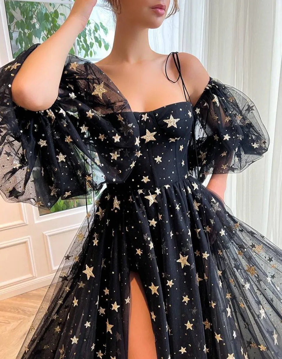 Side Slit Prom Dresses with Stars