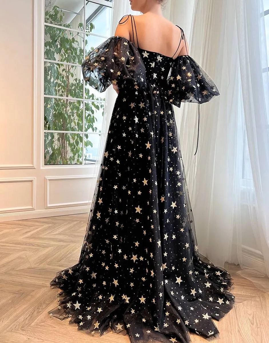 Side Slit Prom Dresses with Stars