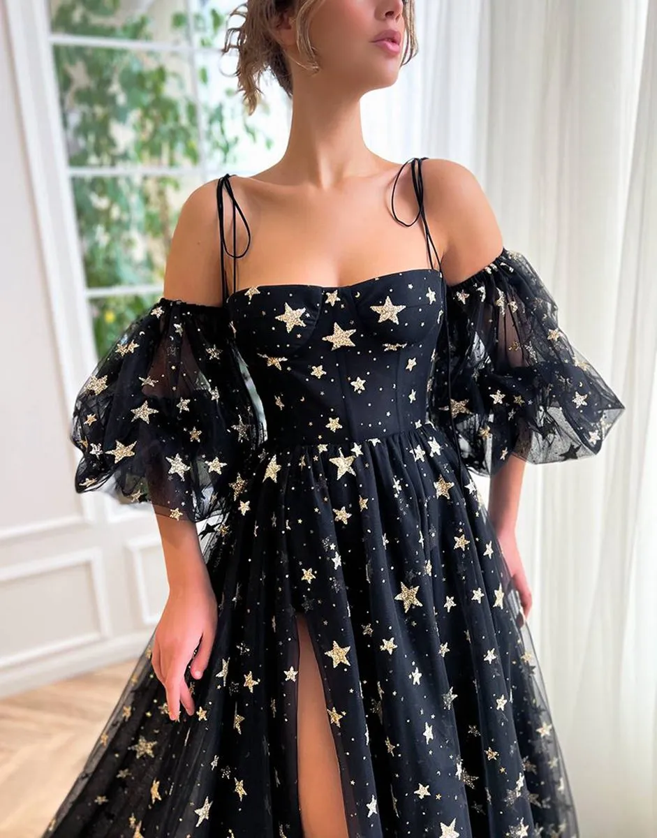 Side Slit Prom Dresses with Stars