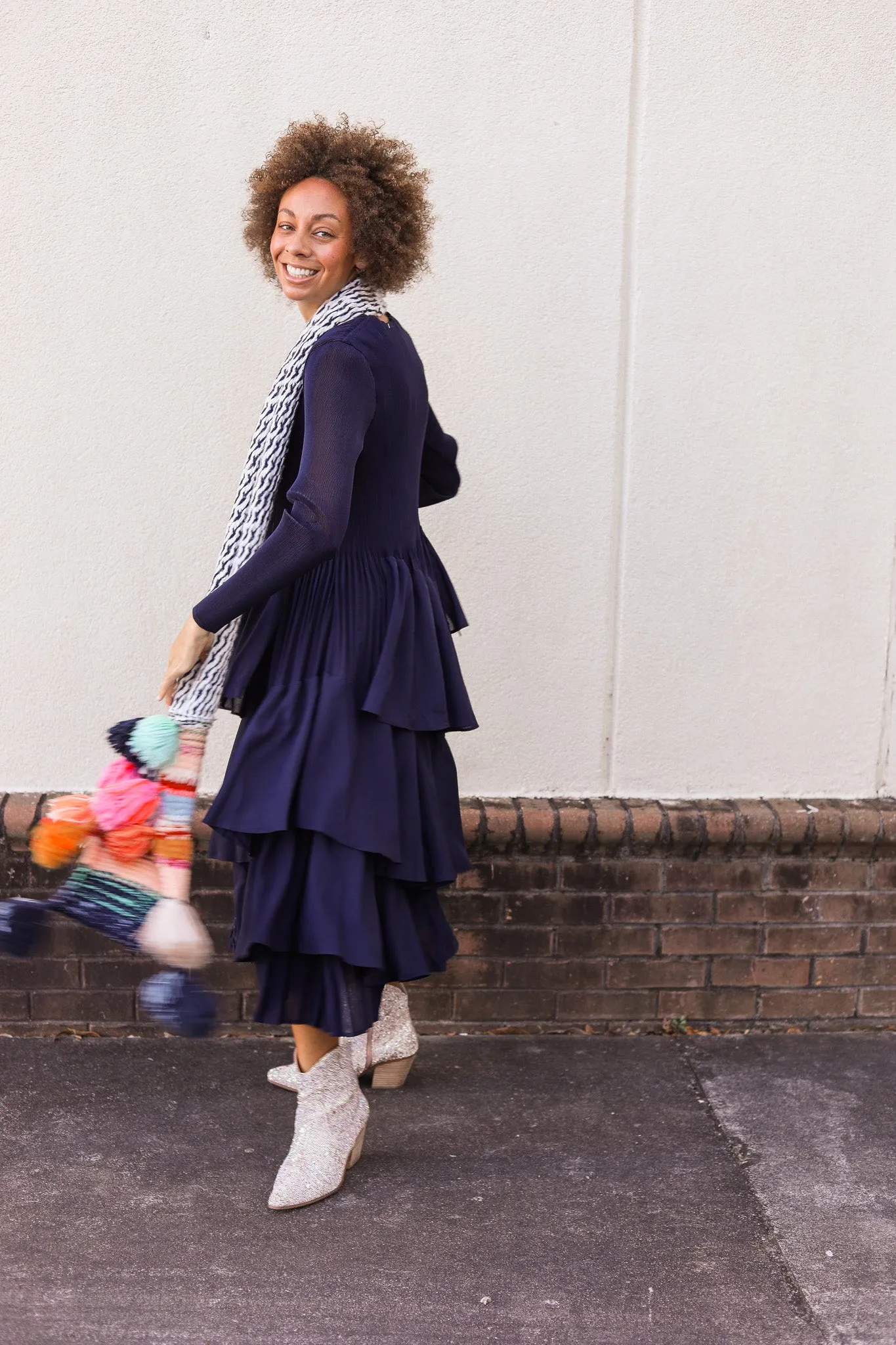 Silky Pleated Ruffle Dress