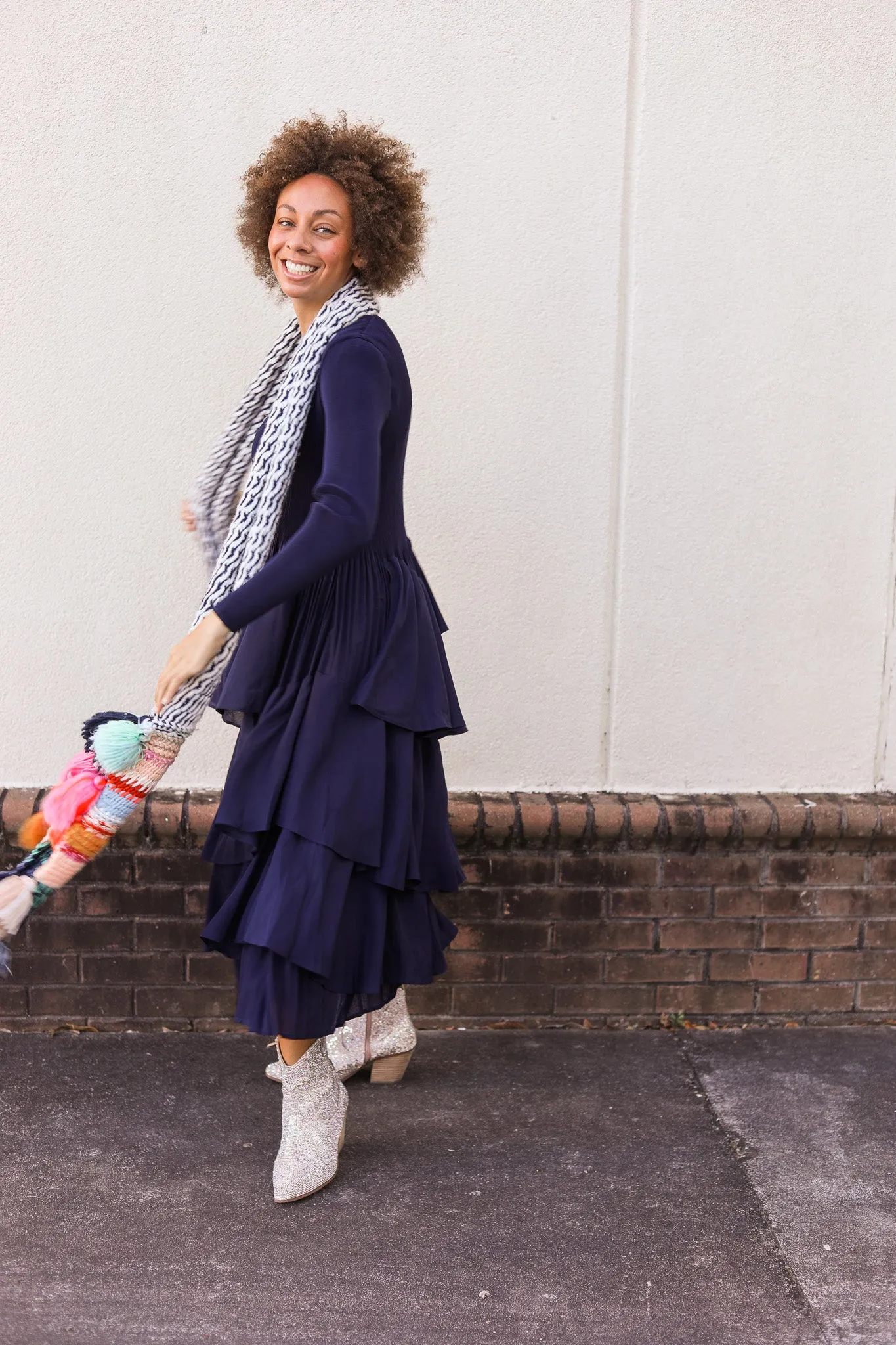 Silky Pleated Ruffle Dress
