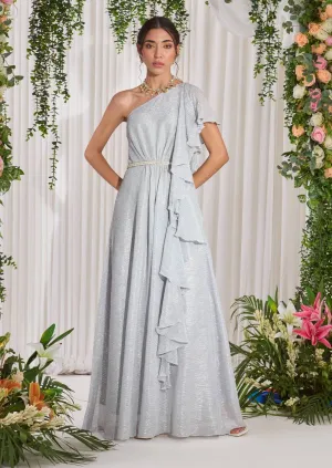 Silver all bling ruffle gown