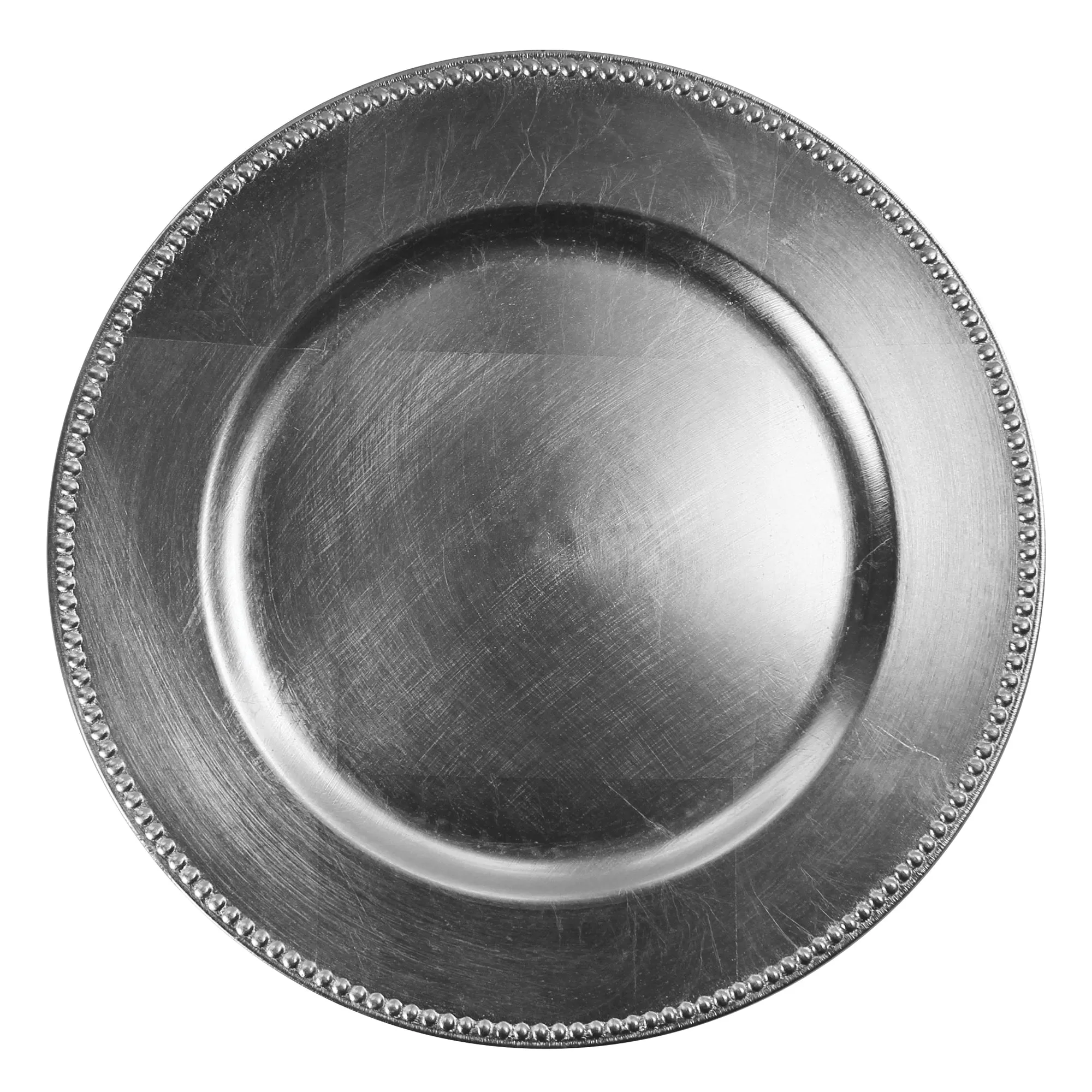 Silver Round Beaded Charger Plate Set, 12 Pieces