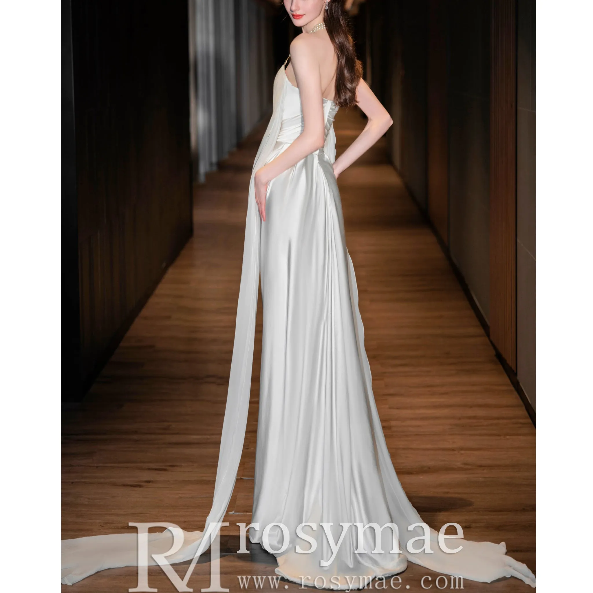 Simple Cape Mermaid Beach Wedding Dress With Boat Neckline