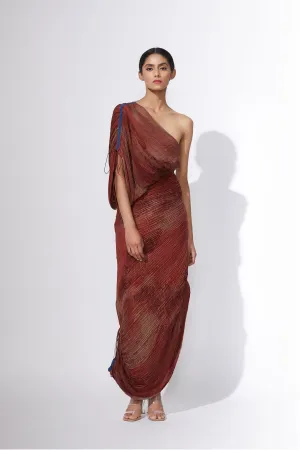 SK Abstract Print Sari Dress SS21005/2