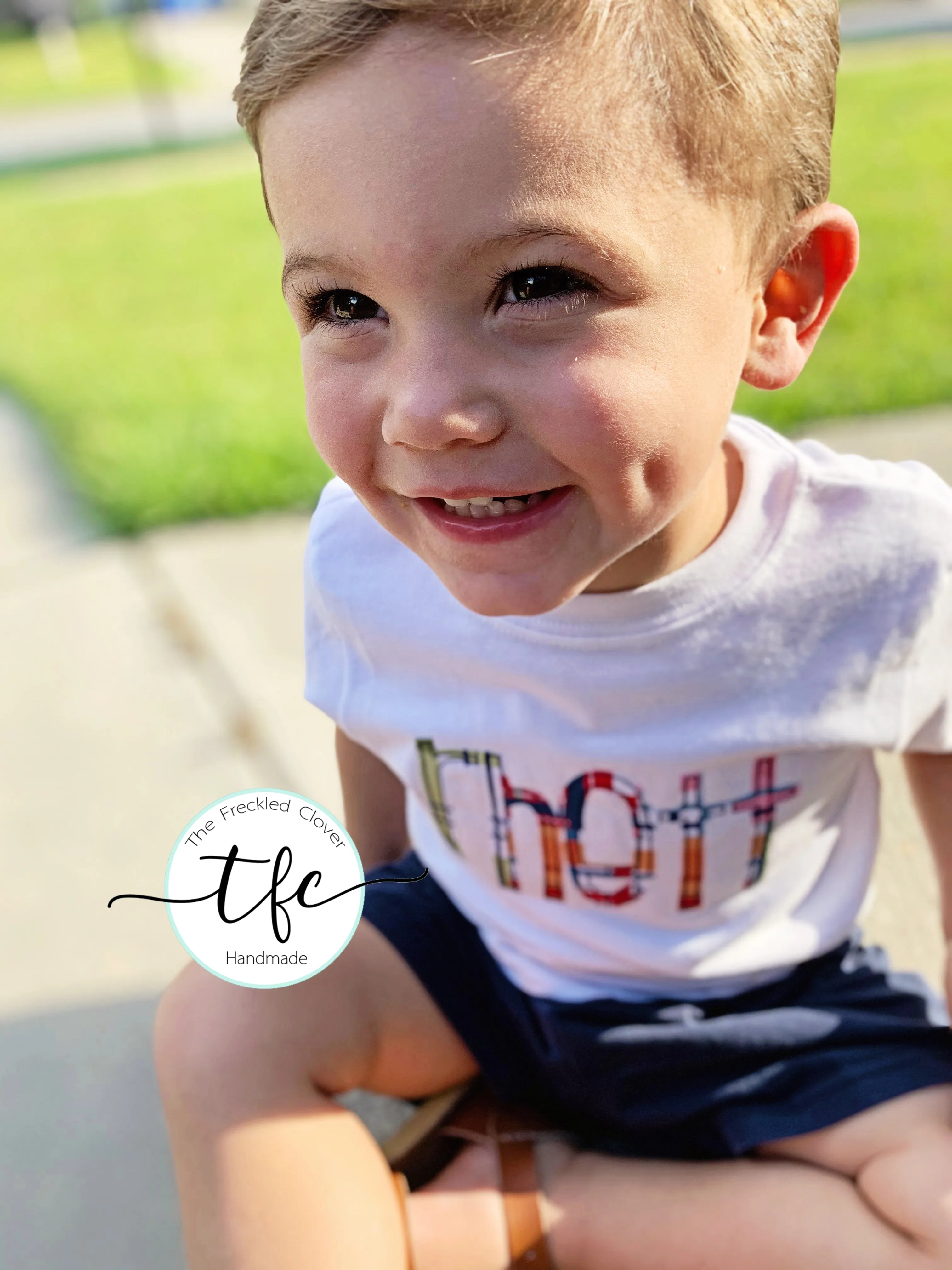 {Skinny Applique Name Tee} boy madras