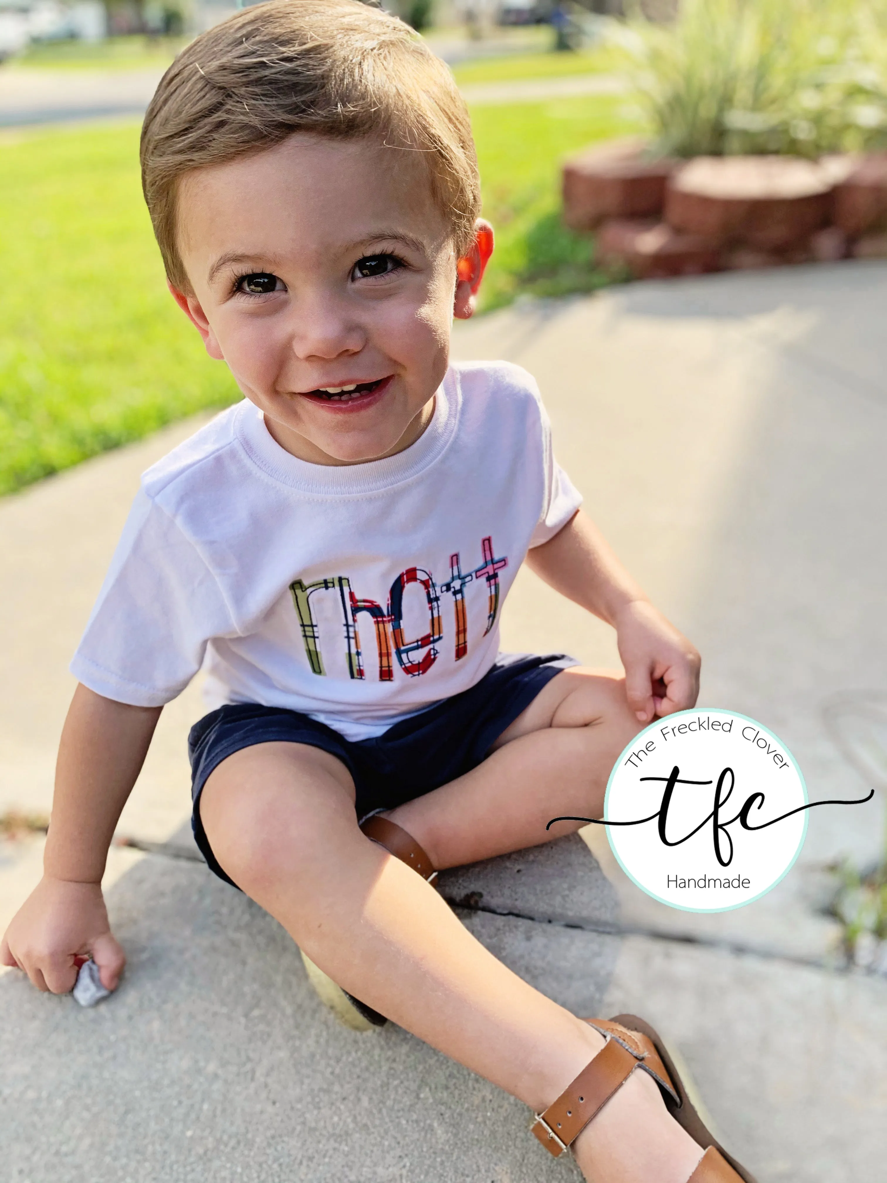 {Skinny Applique Name Tee} boy madras