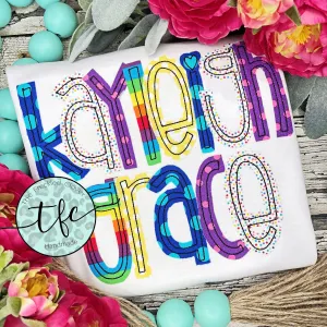 {Skinny Applique Name Tee} Rainbow